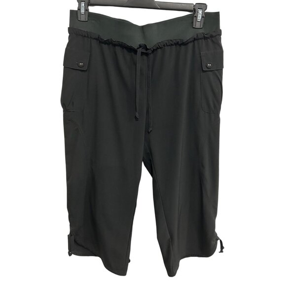 Prima Danskin Pull On Capri Pants Black Sz Large Yoga Workout Athleisure - Picture 1 of 11